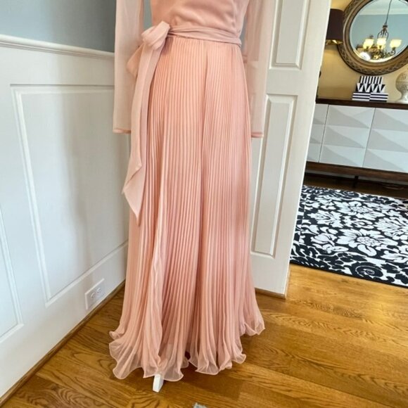 Vintage Miss Elliette 60's 70's Chiffon Micro Pleat Long Maxi Cocktail Dress XS - Picture 6 of 10